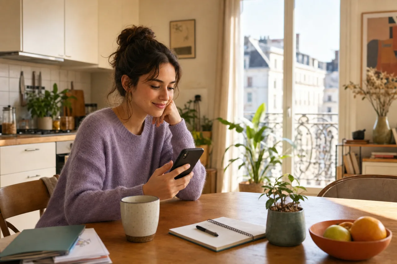 Locataire consultant le calendrier de versement de son APL sur son telephone