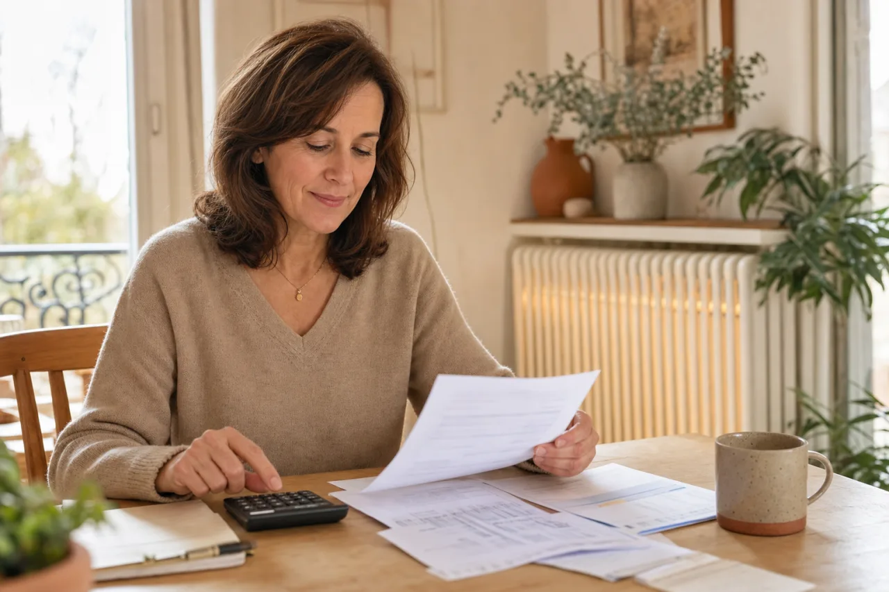 Foyer verifiant sa facture d'energie avec le cheque energie