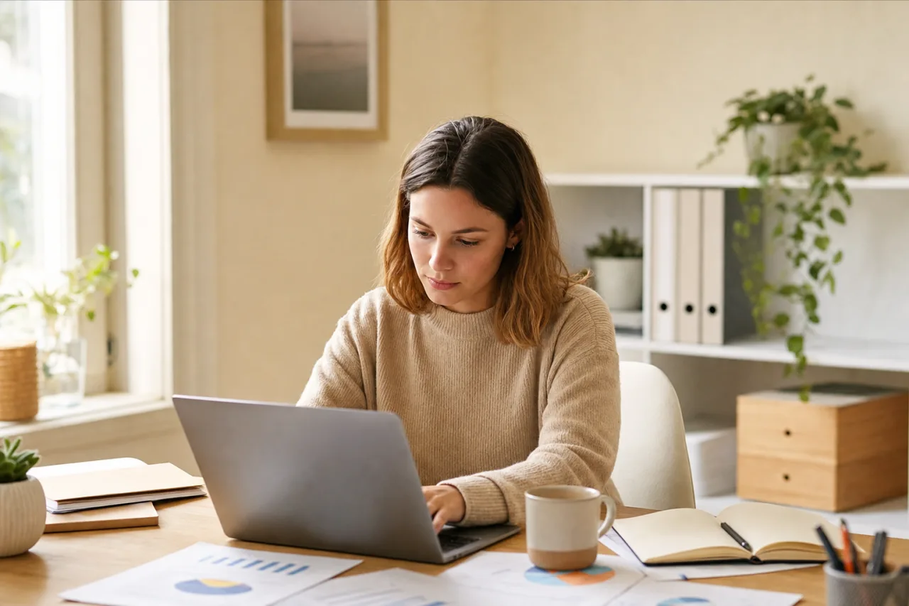 Personne remplissant un dossier en ligne