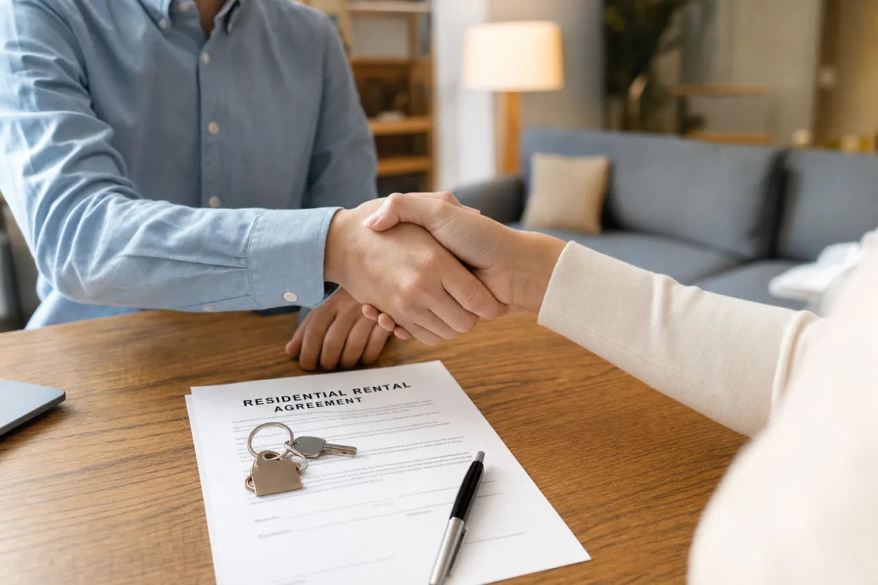 Contrat d assurance loyers impayes pose sur un bureau a cote de cles d appartement