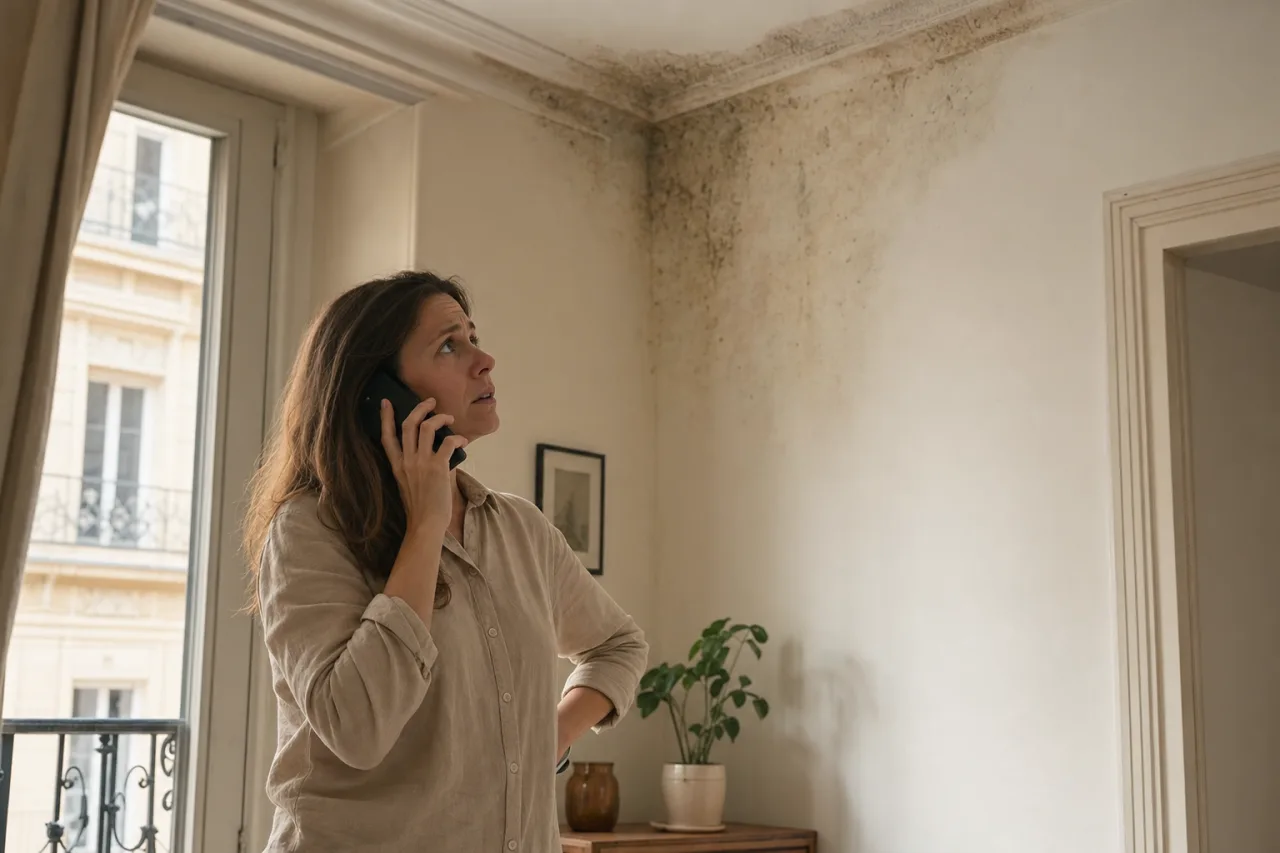 Locataire constatant des degradations et de l'humidite dans son logement