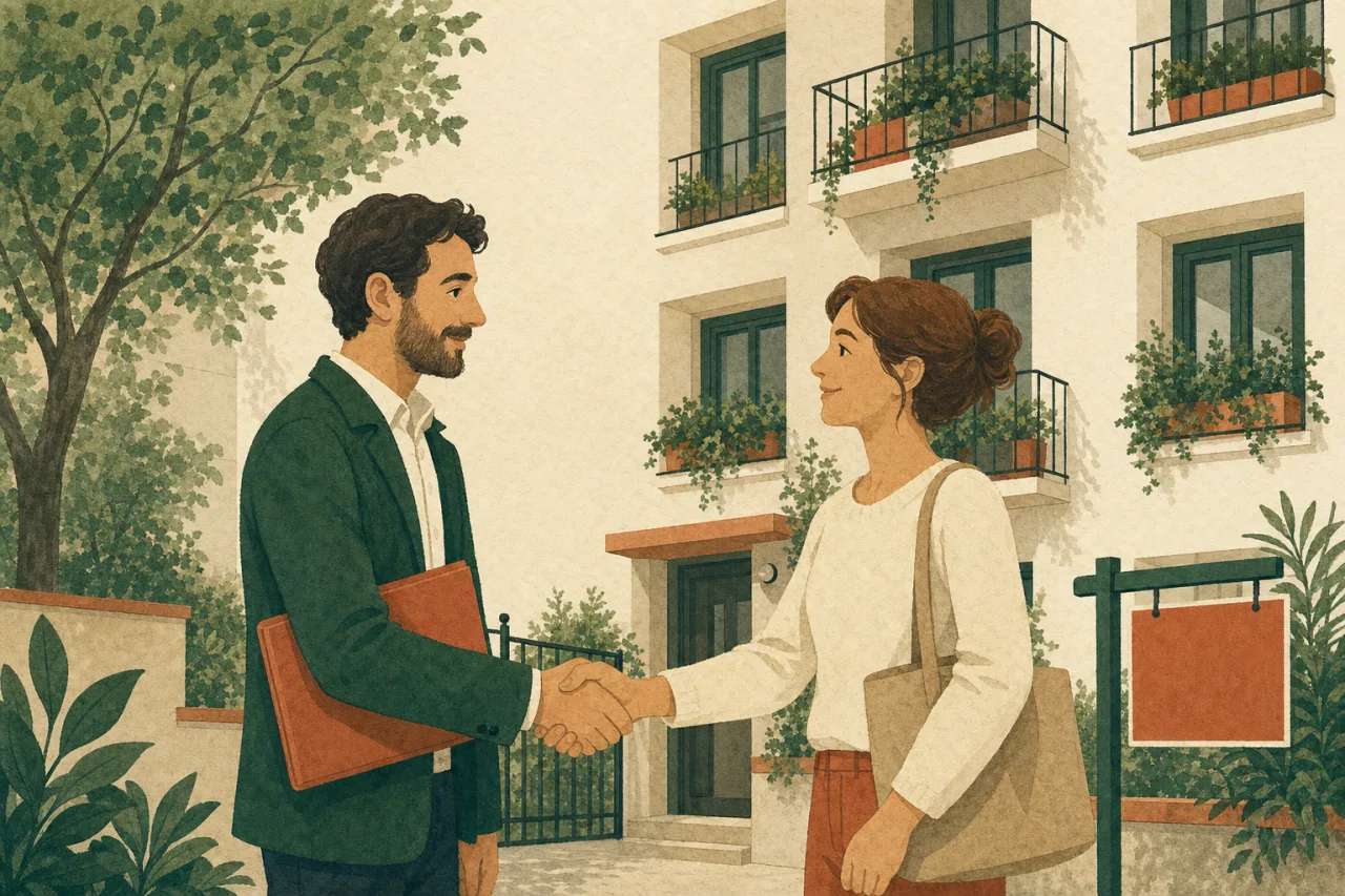 Propriétaire bailleur remettant les clés d'un logement