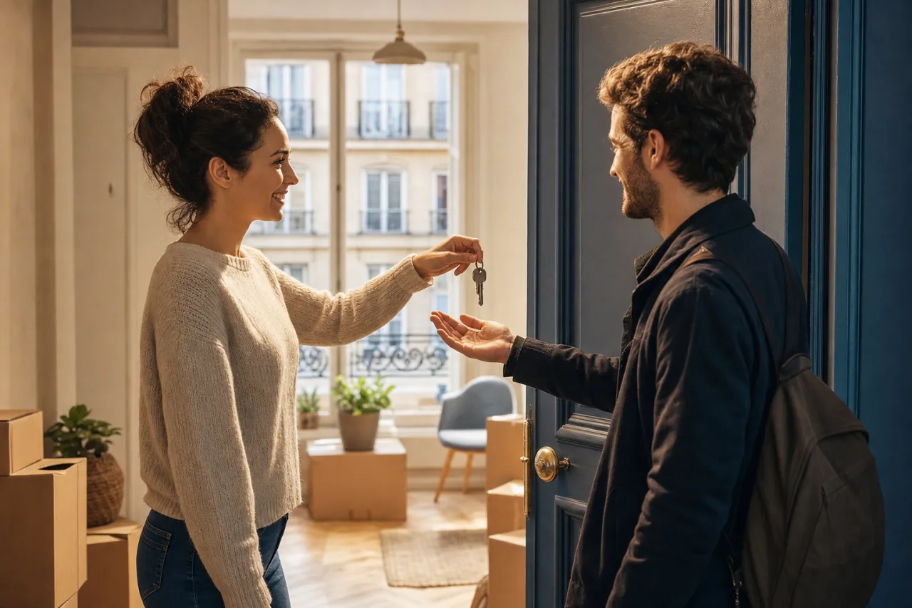 Locataire remettant les cles de son logement pour recuperer son depot de garantie